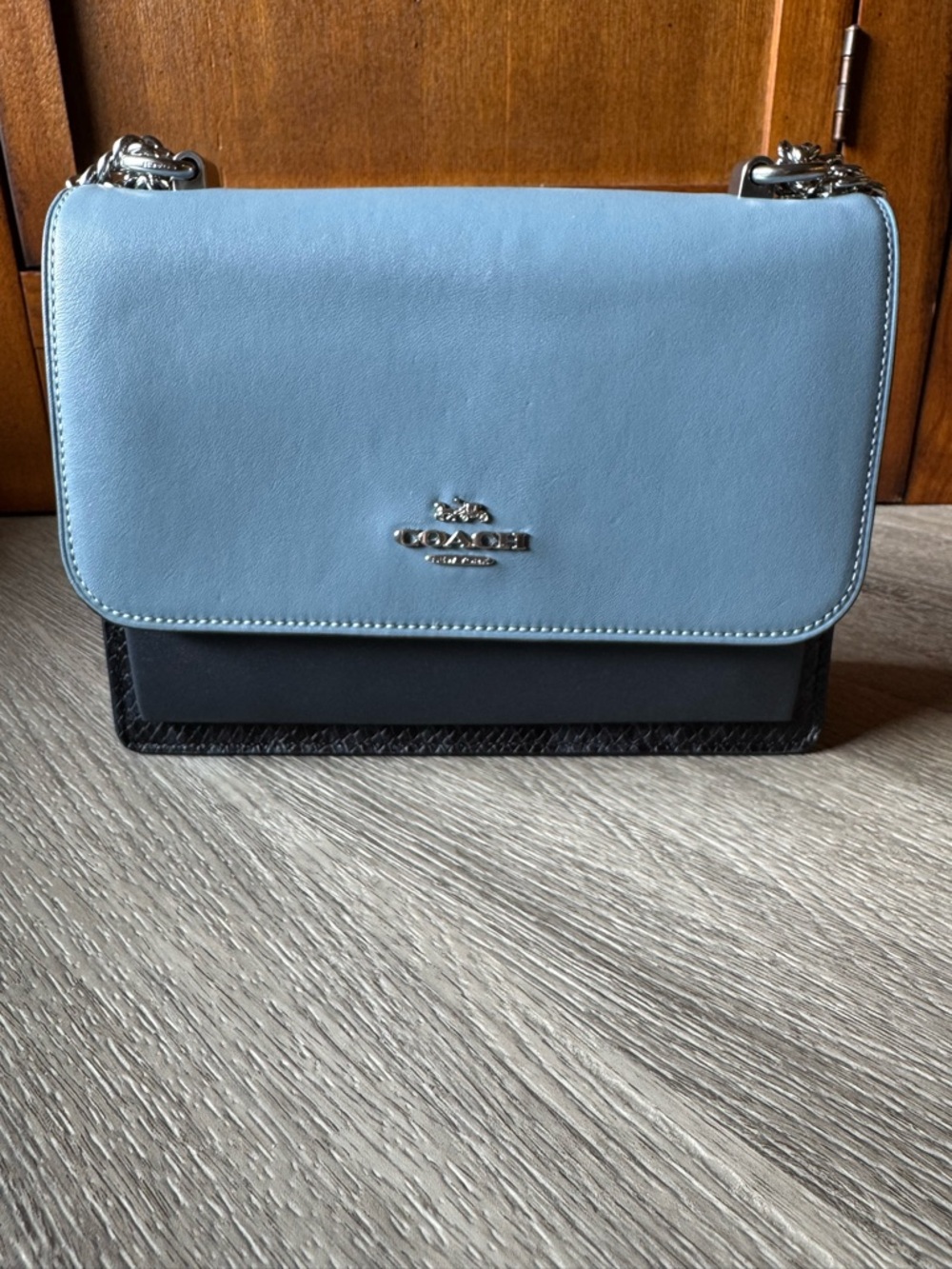 Coach Two-Tone Light Blue and dark navy Leather Crossbody